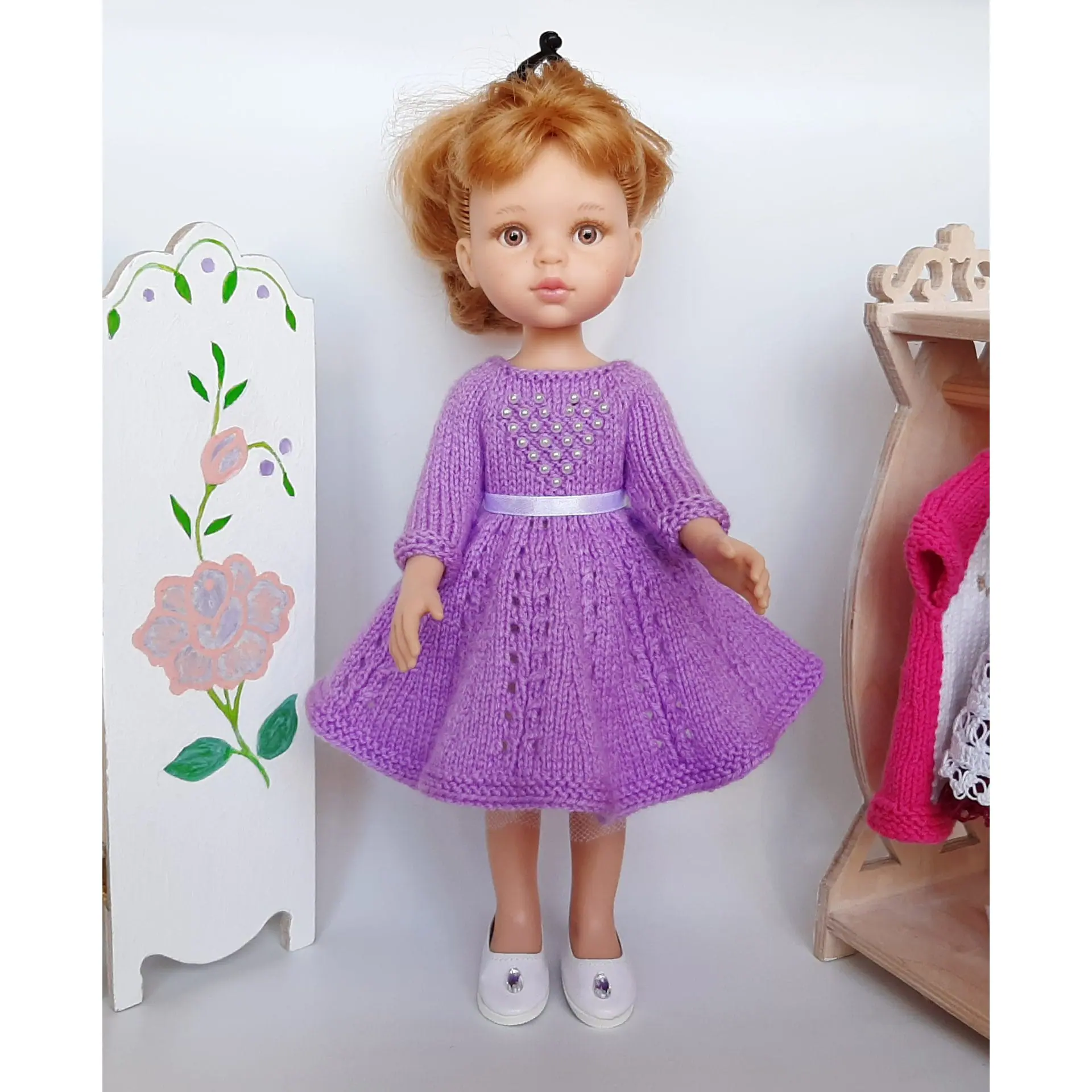 PDF Knitting Pattern Pearl Heart dress for Paola Reina. 3 PDF Knitting Pattern Pearl Heart dress for Paola Reina.