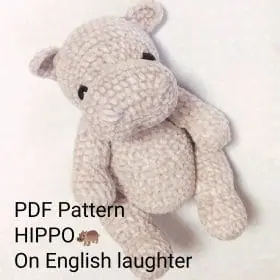 Hippo amigurumi PDF Pattern/ Crochet hippo/ Easy amigurumi pattern/ Crochet hippopotamus/ Hippo crochet pattern/ toy pdf