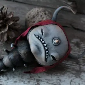 Handmade textile toy in dark fantasy style - Hell worm