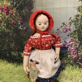 Izannah Walker reproduction doll Sofia in red dress 13 inch