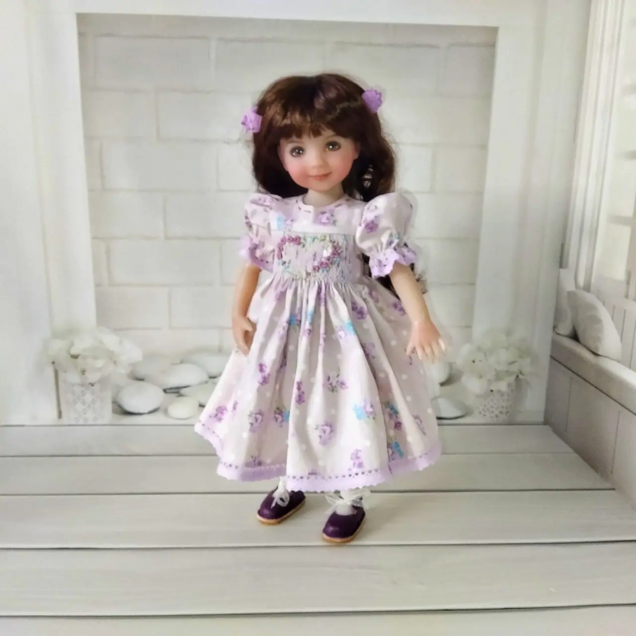 Heart embroidery Little Darling floral smocked dress Heart embroidery Little Darling floral smocked dress