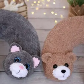 Pattern crochet pillow bear and cat