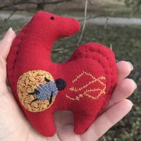 Handmade interior pony horse. Textile. Embroidery