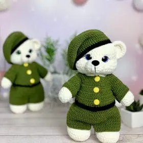 Pattern crochet military teddy bear