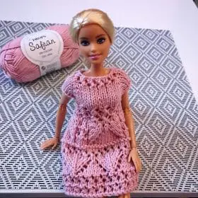 Barbie doll knitting pattern, Orchid Dress