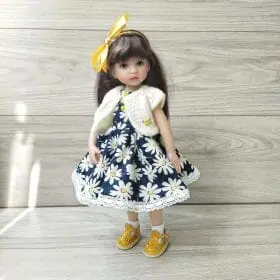 Set with daisies dress for Little Darling dolls