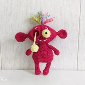 crochet_red_monster_toy