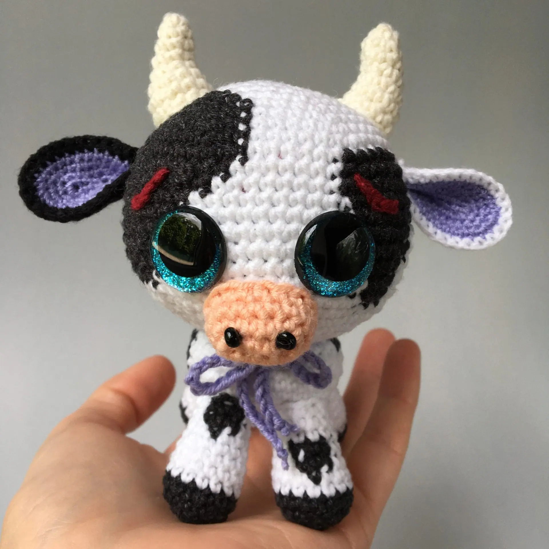 Crochet Cow Pattern – Cute Amigurumi Farm Animal 1 Plush crochet cow amigurumi toy, handmade farm animal pattern