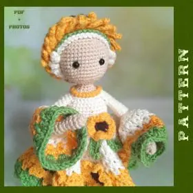 Crochet Sunflower Doll Pattern PDF Crochet Amigurumi Sunflower