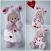 Handmade doll. Valentine bear doll. Soft plush doll.