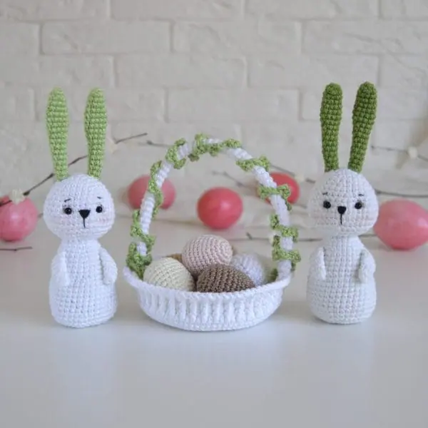 DIY PDF crochet pattern Easter basket eggs and bunnies - DailyDoll Shop