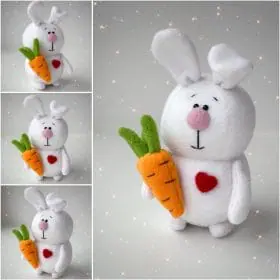 Handmade Bunny doll. Easter Bunny toy 7.5 inches tall.