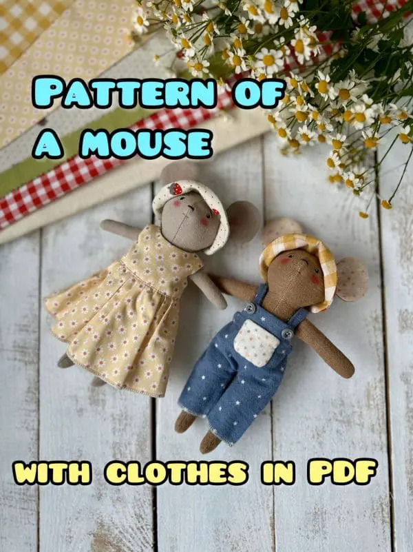 PDF Pattern of a toy mouse with a set of clothes - DailyDoll Shop