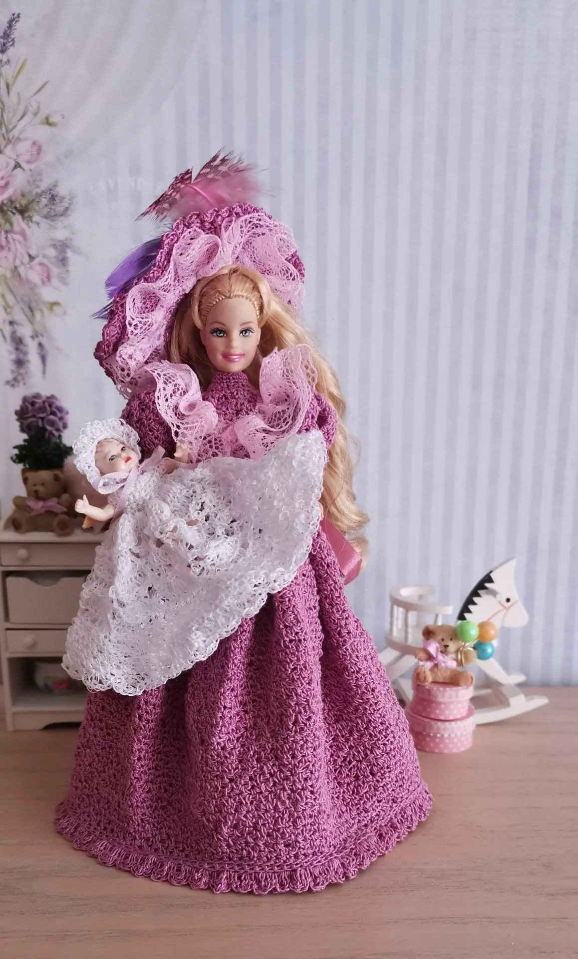 Victorian clothes scale 1/12 full dress, Miniature Dollhouse