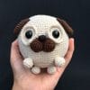 Plush crochet pug amigurumi toy, handmade dog pattern