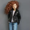 Outfit for bjd doll Ptichka Lora eco-leather jacket