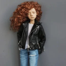 Outfit for bjd doll Ptichka Lora eco-leather jacket