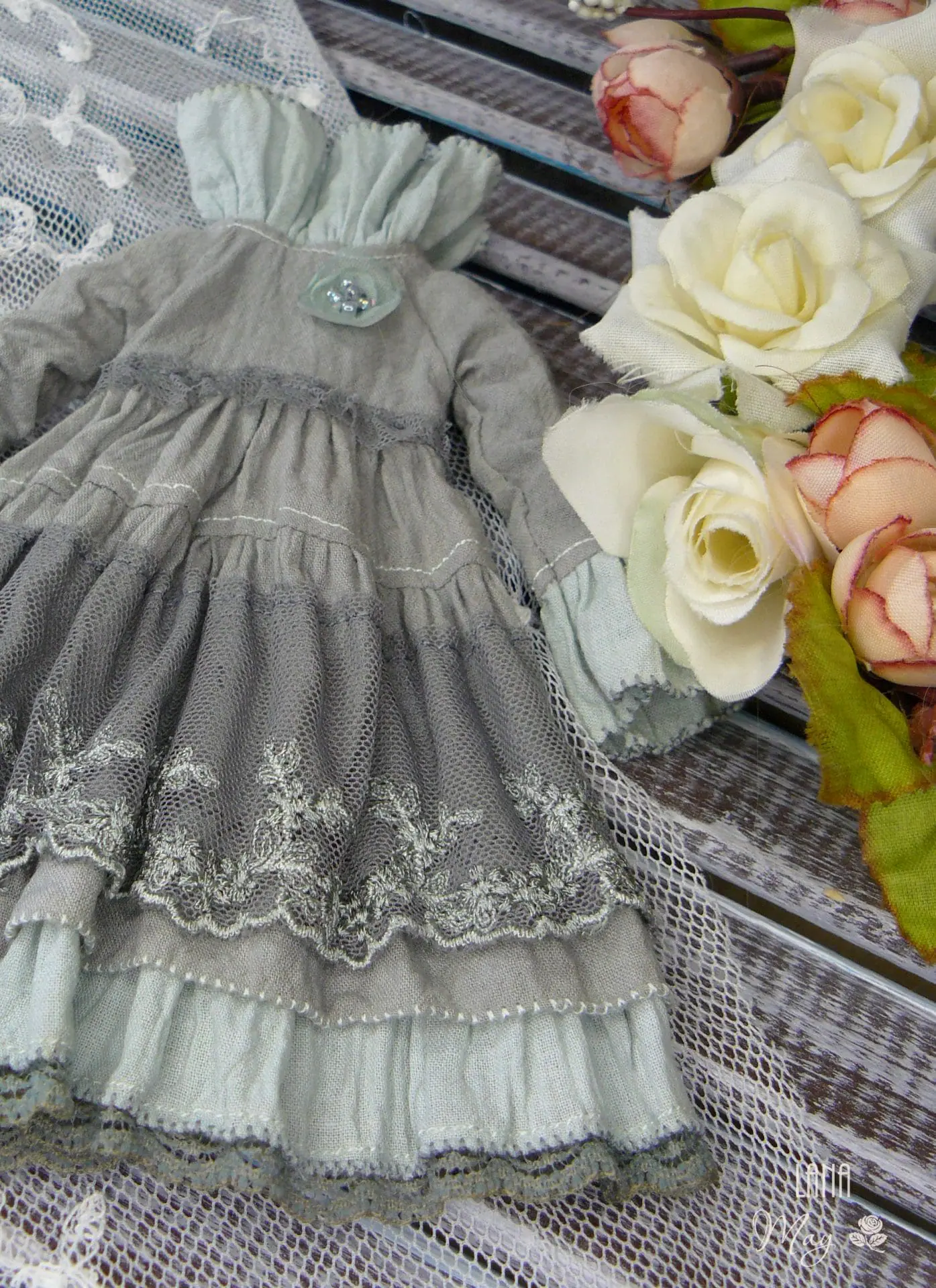 Blythe dress in vintage style, hand-dyed fabrics 2 serbiruz2.jpg