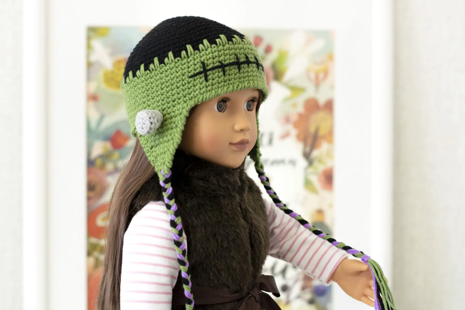 Crocheted Frankenstein hat for 18" American girl doll (AG doll) 2 dsc 1471.jpg