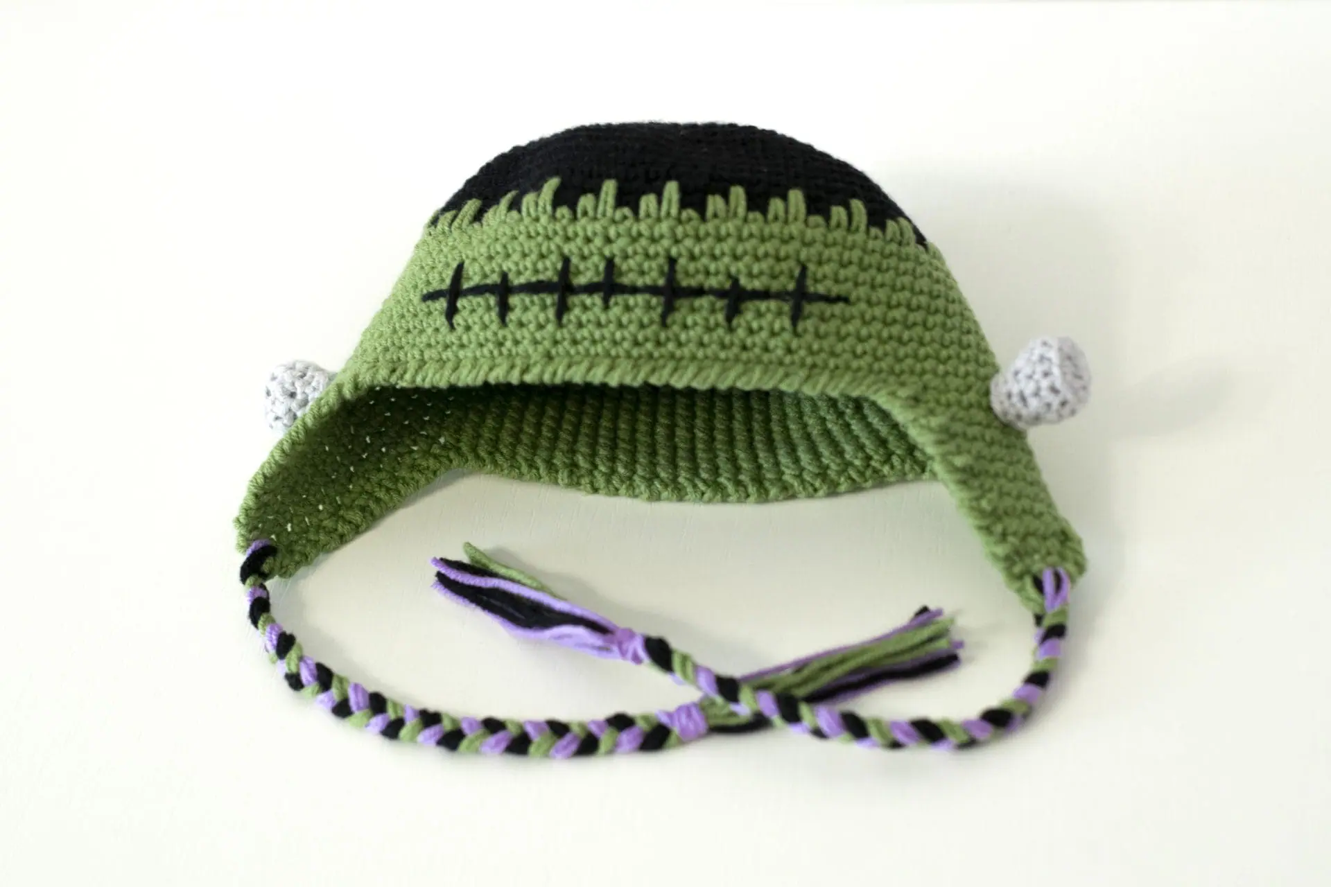 Crocheted Frankenstein hat for 18" American girl doll (AG doll) 4 dsc 1488.jpg