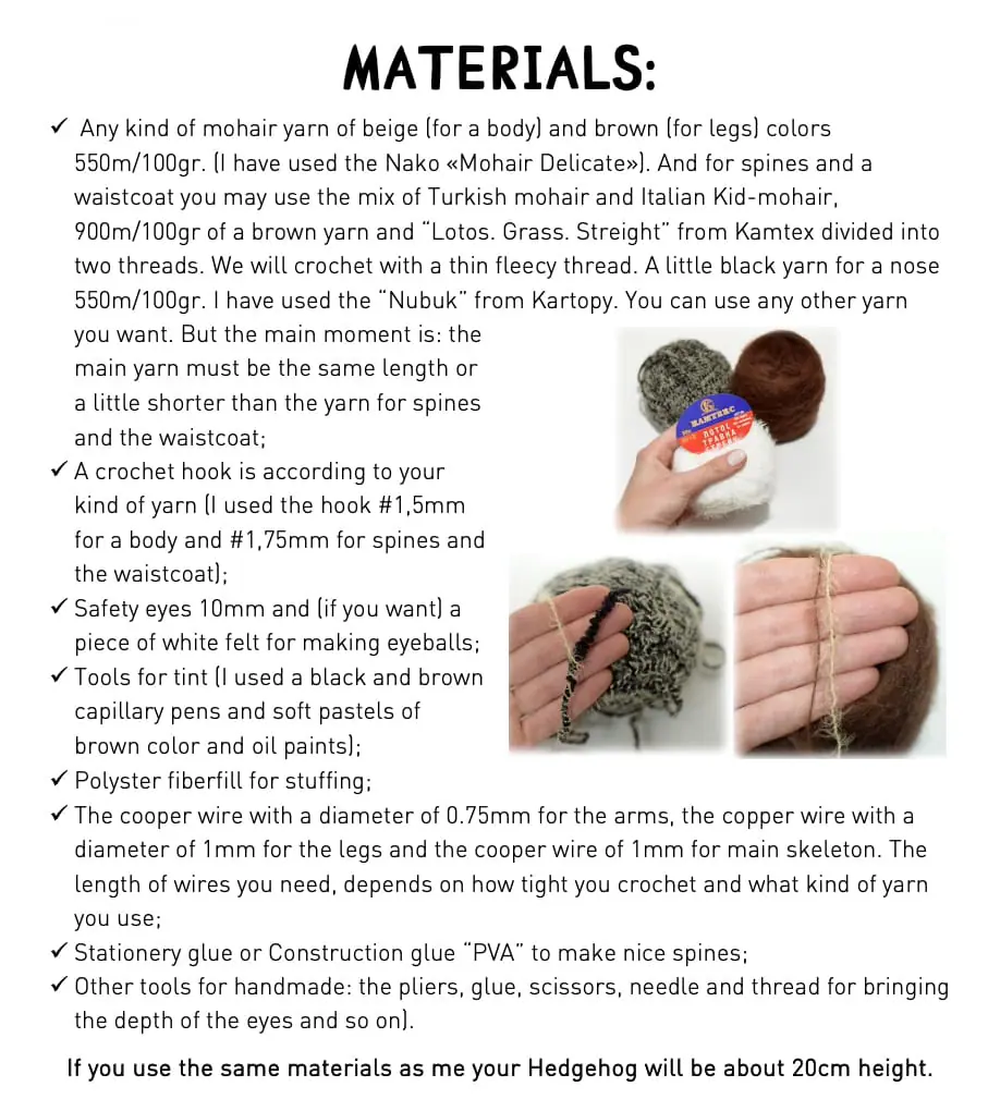 Amigurumi toy Hedgehog. PDF crochet Hedgehog pattern in English 1 ezhik materialy angl.jpg