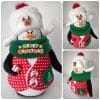 Christmas Penguin. Soft Penguin in hat. Christmas handmade toy.