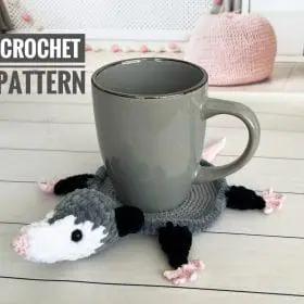 CROCHET PATTERN Opossum toy Cup holder opossum Coaster Beermat Home decor Amigurumi tutorial PDF file