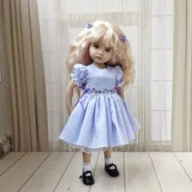 Little Darling lilac polka smocked dress