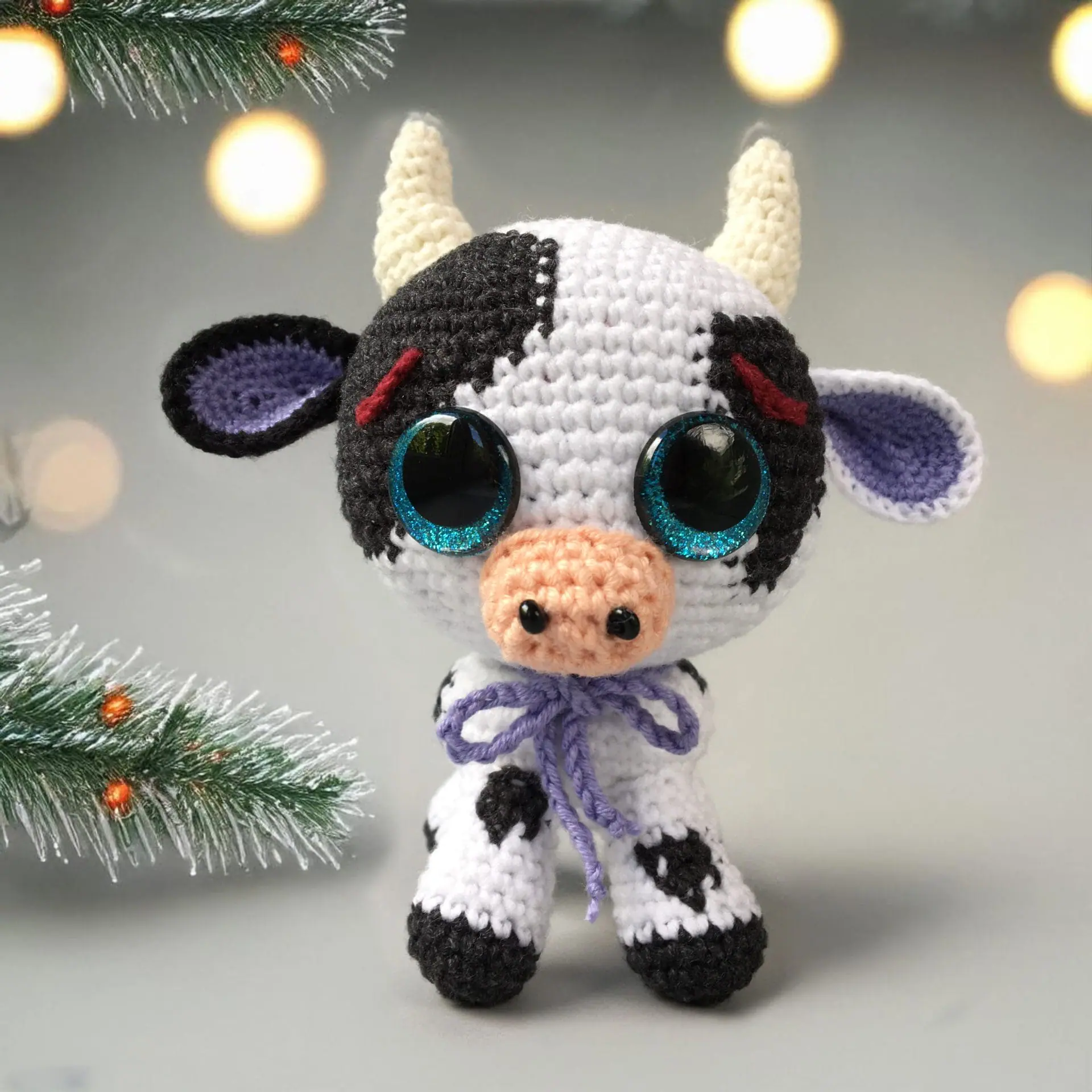 Crochet Cow Pattern – Cute Amigurumi Farm Animal Plush crochet cow amigurumi toy, handmade farm animal pattern