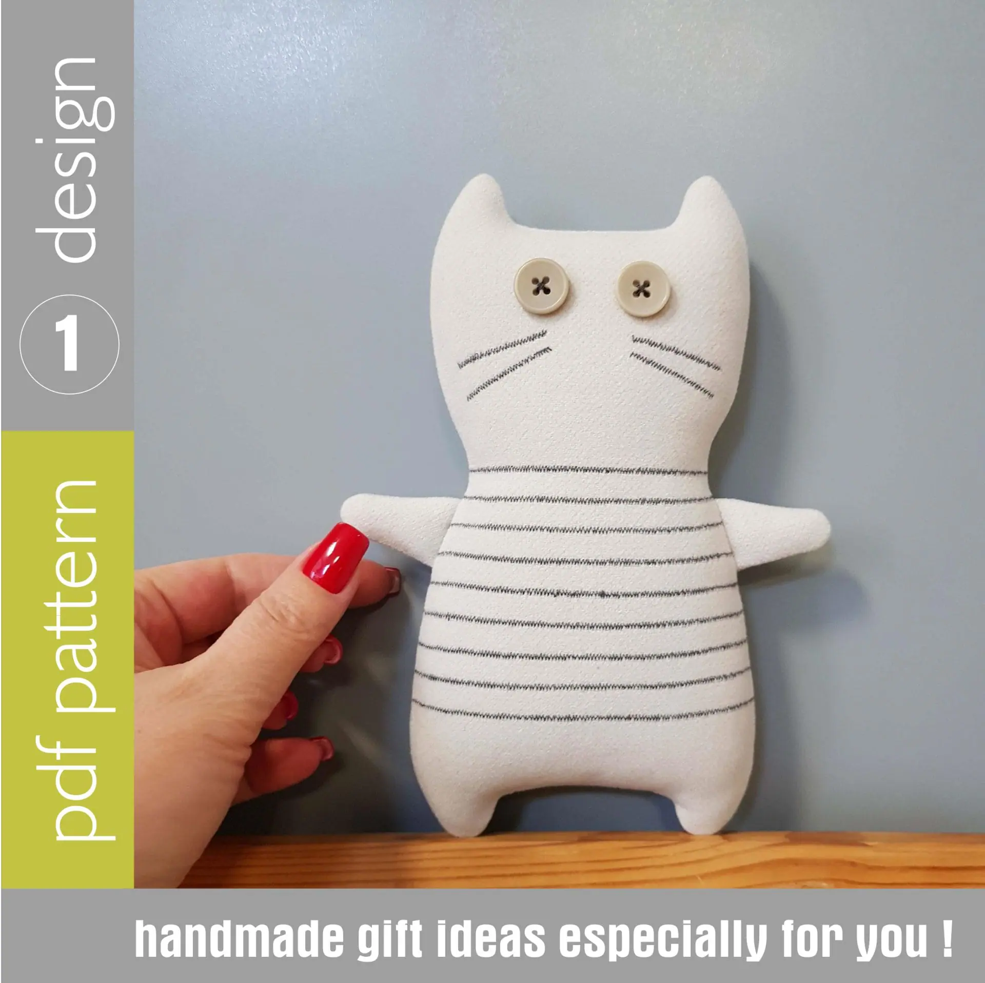 white-cat-sewing-pattern-pdf-digital-tutorial-in-english-dailydoll-shop for Printable Free Cat Sewing Pattern White cat sewing pattern PDF, digital tutorial in english - DailyDoll Shop for Printable Free Cat Sewing Pattern