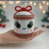 Plush crochet Christmas gift box amigurumi, handmade holiday decoration pattern