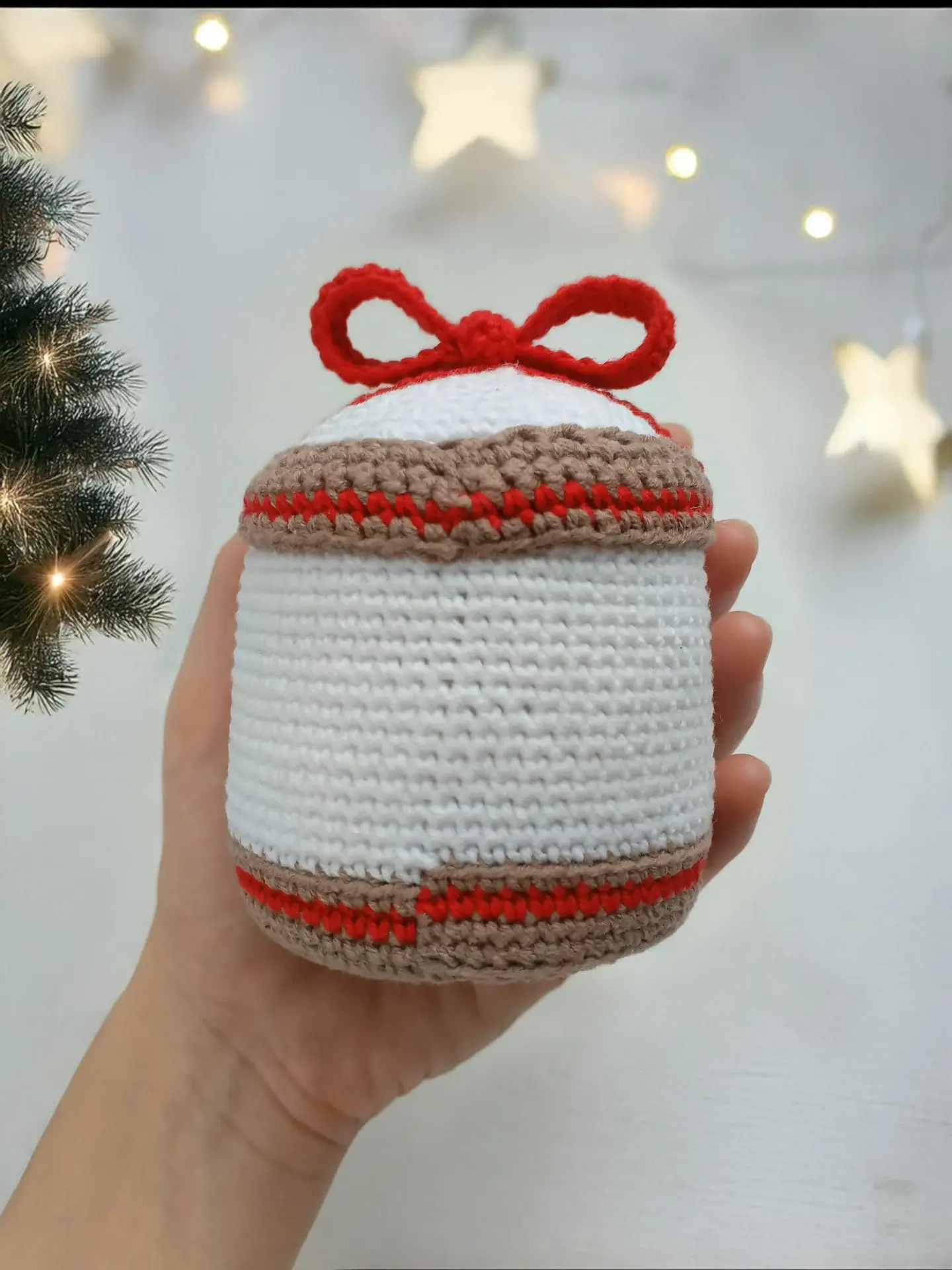 Crochet Christmas Gift Box Pattern – Festive Amigurumi Decoration 1 Plush crochet Christmas gift box amigurumi, handmade holiday decoration pattern