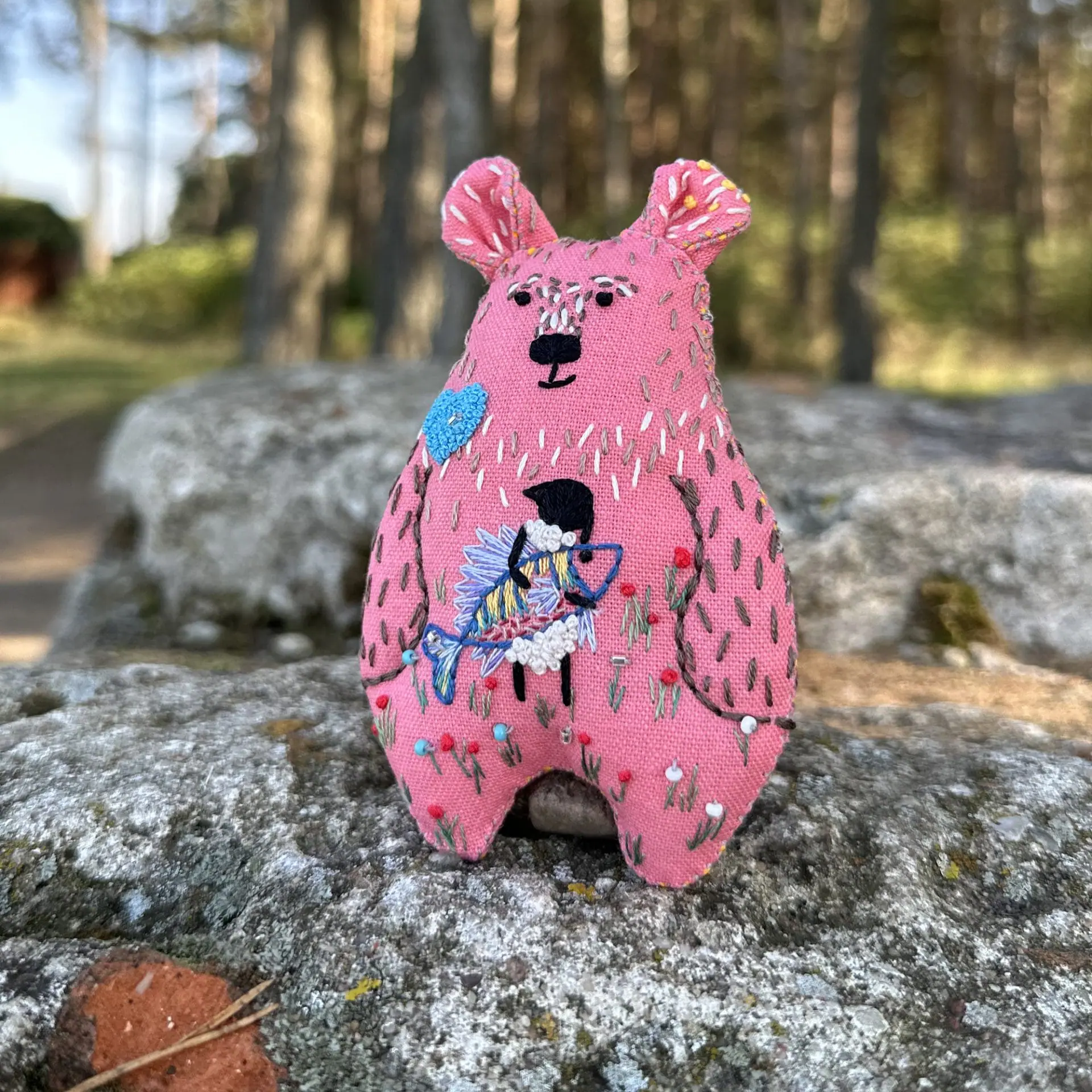 Collectible interior toy bear "Fish of my dreams". 1 Collectible interior toy bear "Fish of my dreams". Author's embroidery