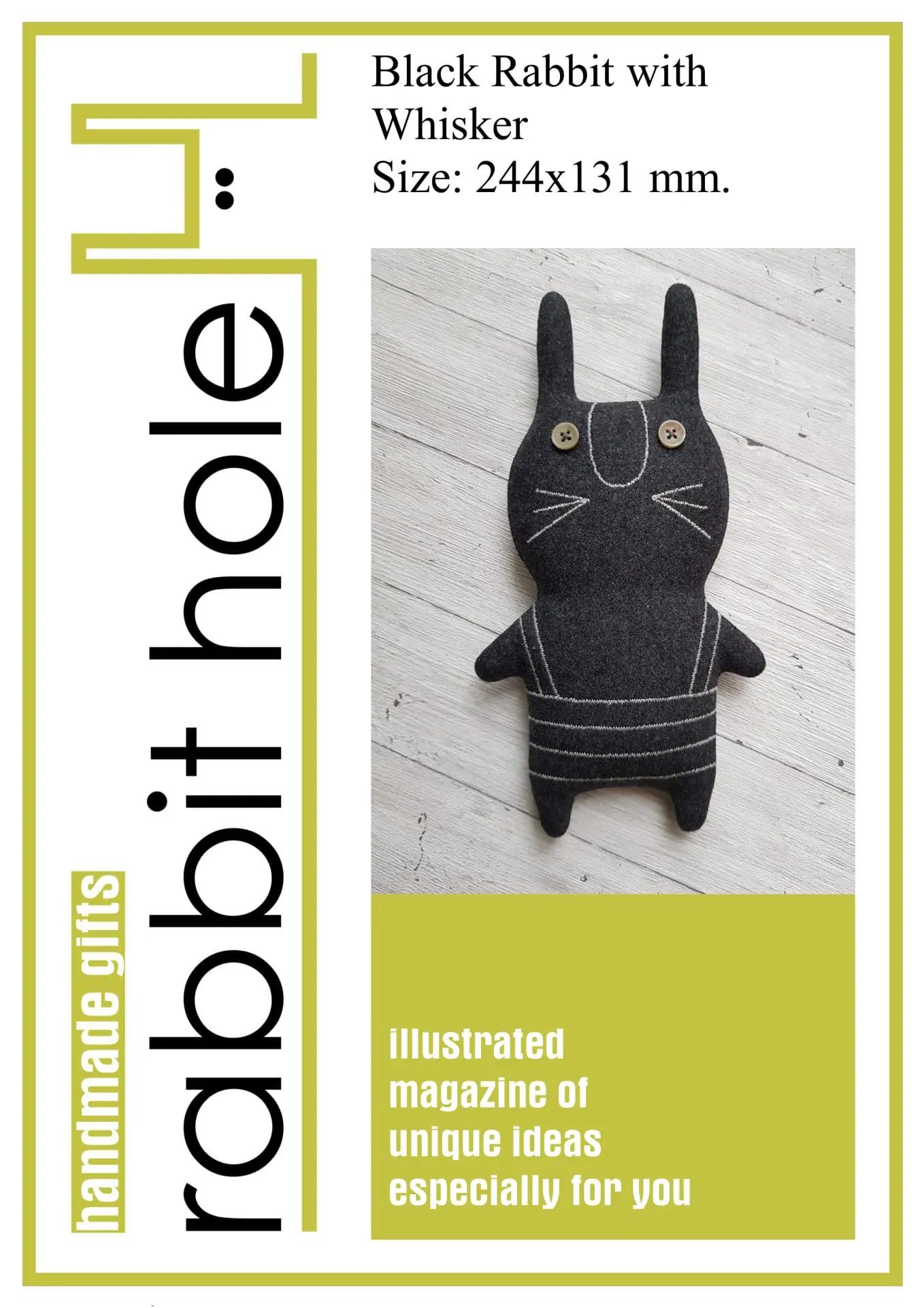 Black Rabbit sewing pattern PDF, tutorial Halloween Doll Diy 1 rabbit sewing pattern