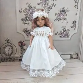 Little Darling white smocked dress with hand embroidery