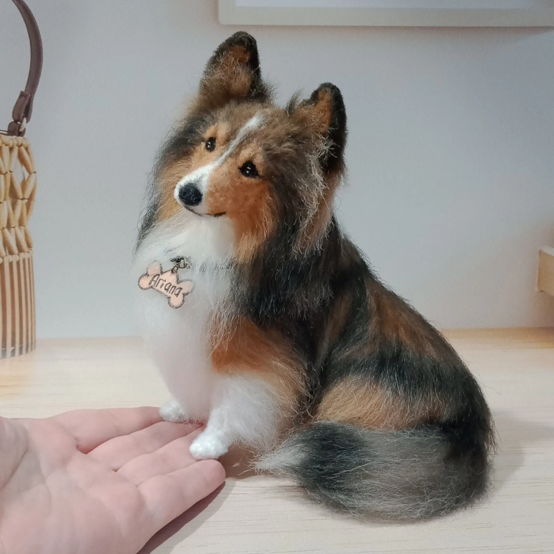 Miniature realistic crochet Shetland Sheepdog Sable