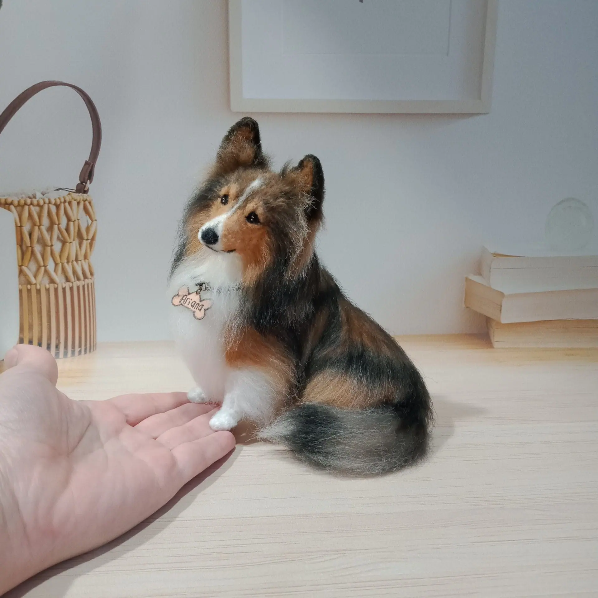Miniature realistic crochet Shetland Sheepdog Sable