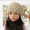 18-inch American girl doll in knitted sheep hat