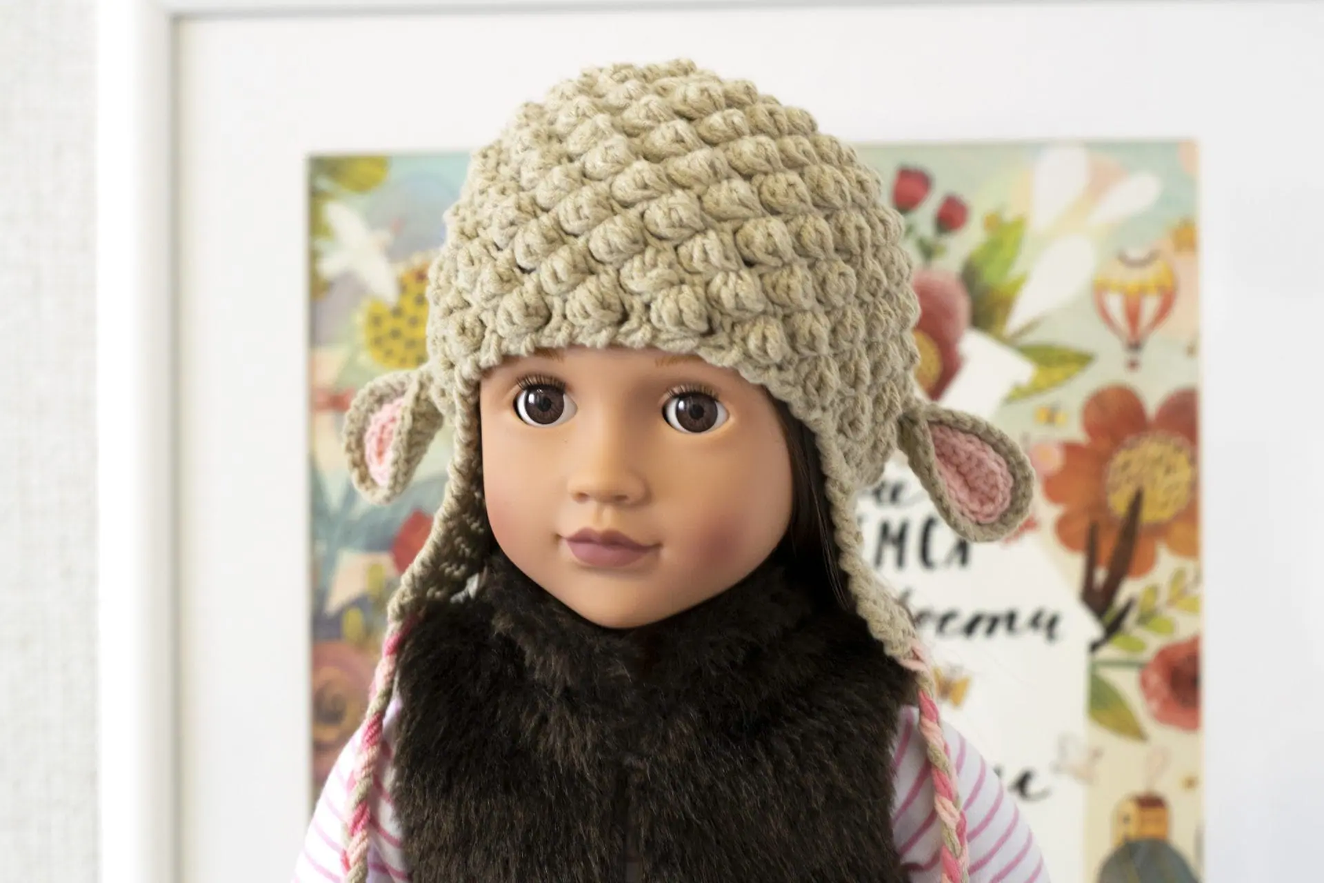 DSC_0854 18-inch American girl doll in knitted sheep hat