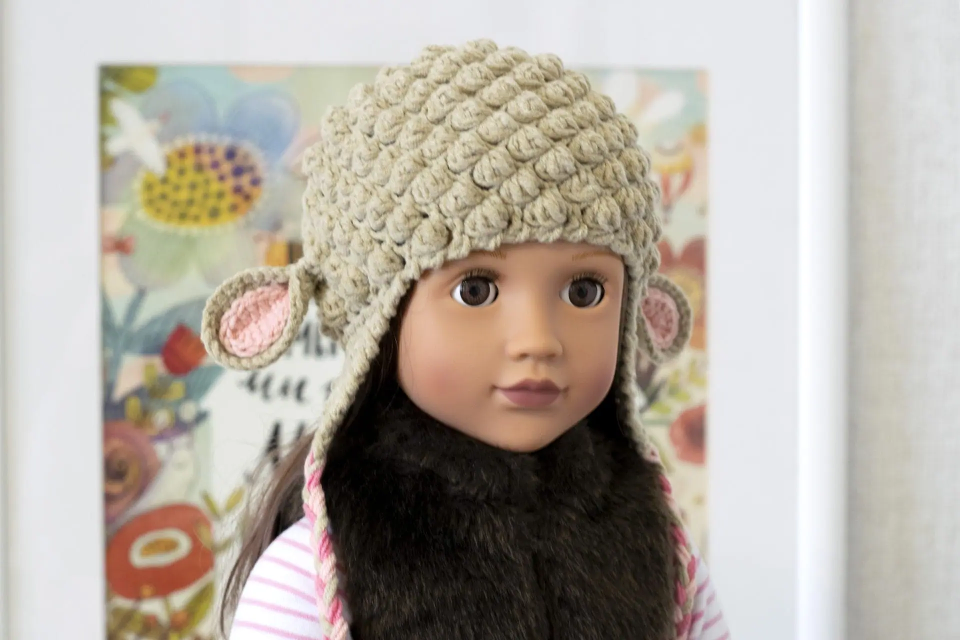 Crocheted sheep hat for 18" American girl doll (AG doll) 2 dsc 0866.jpg
