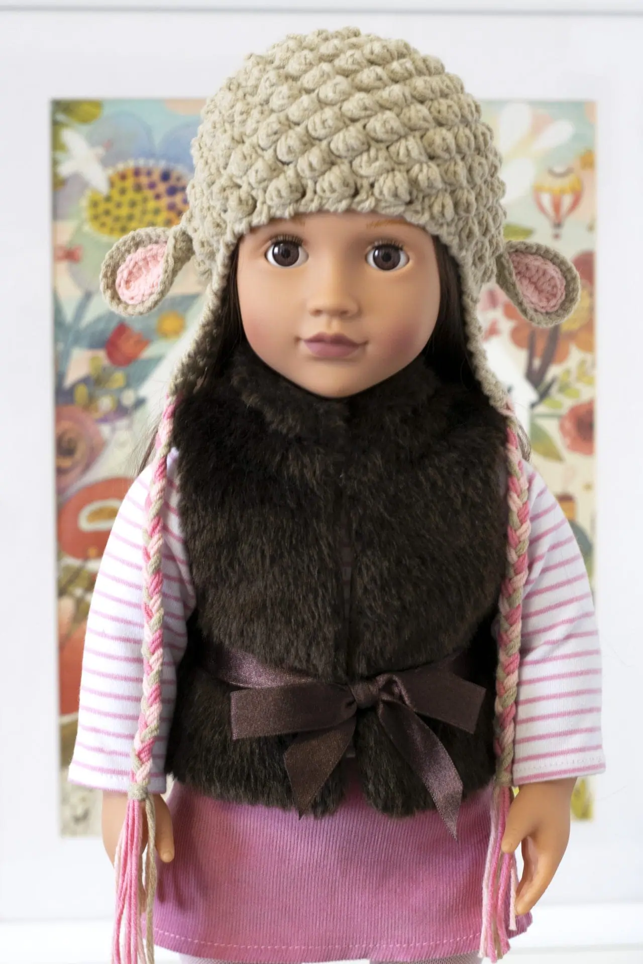 Crocheted sheep hat for 18" American girl doll (AG doll) 3 dsc 0870.jpg