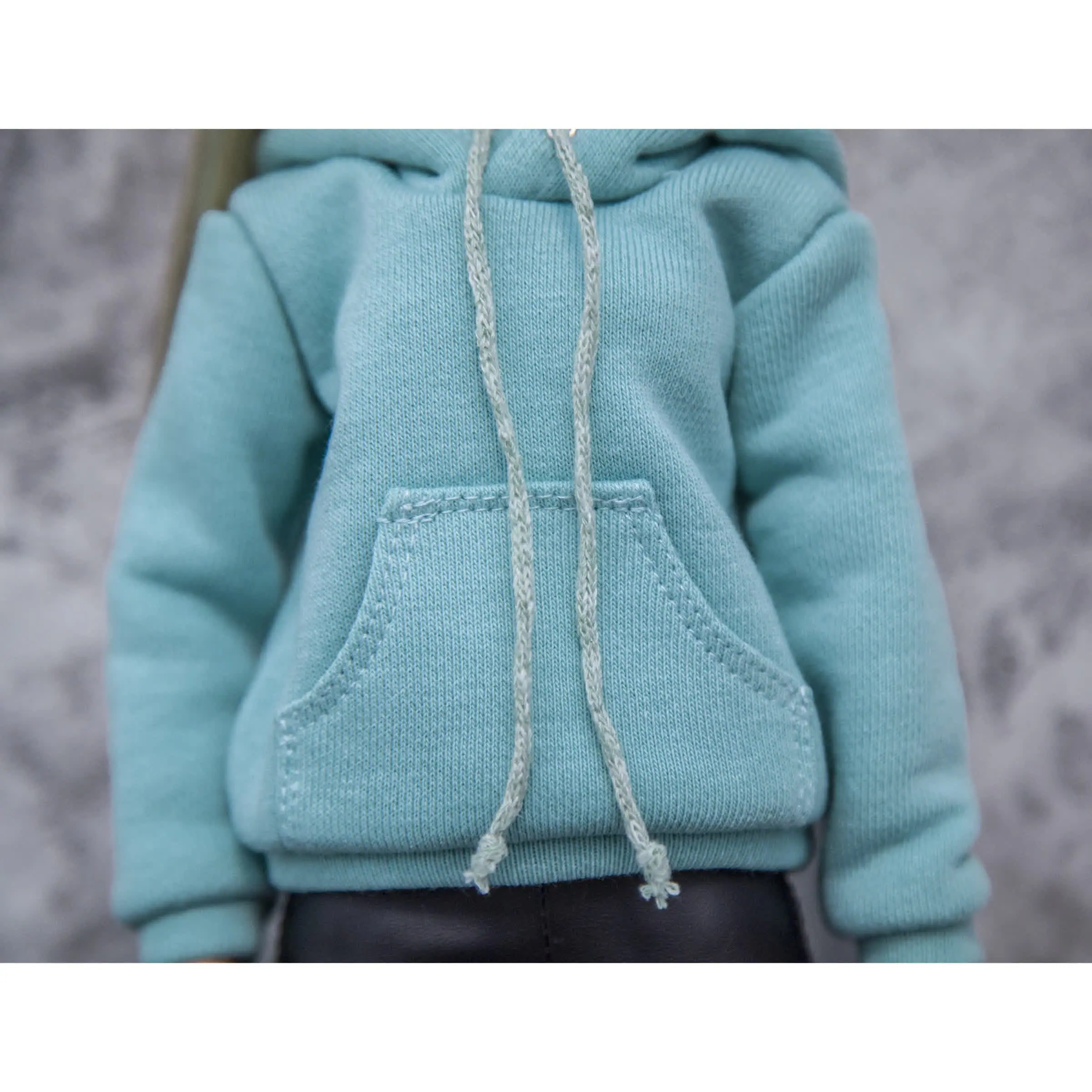 BJD Minifee hoodie dark mint with print , Clothes for doll 5 7.jpg