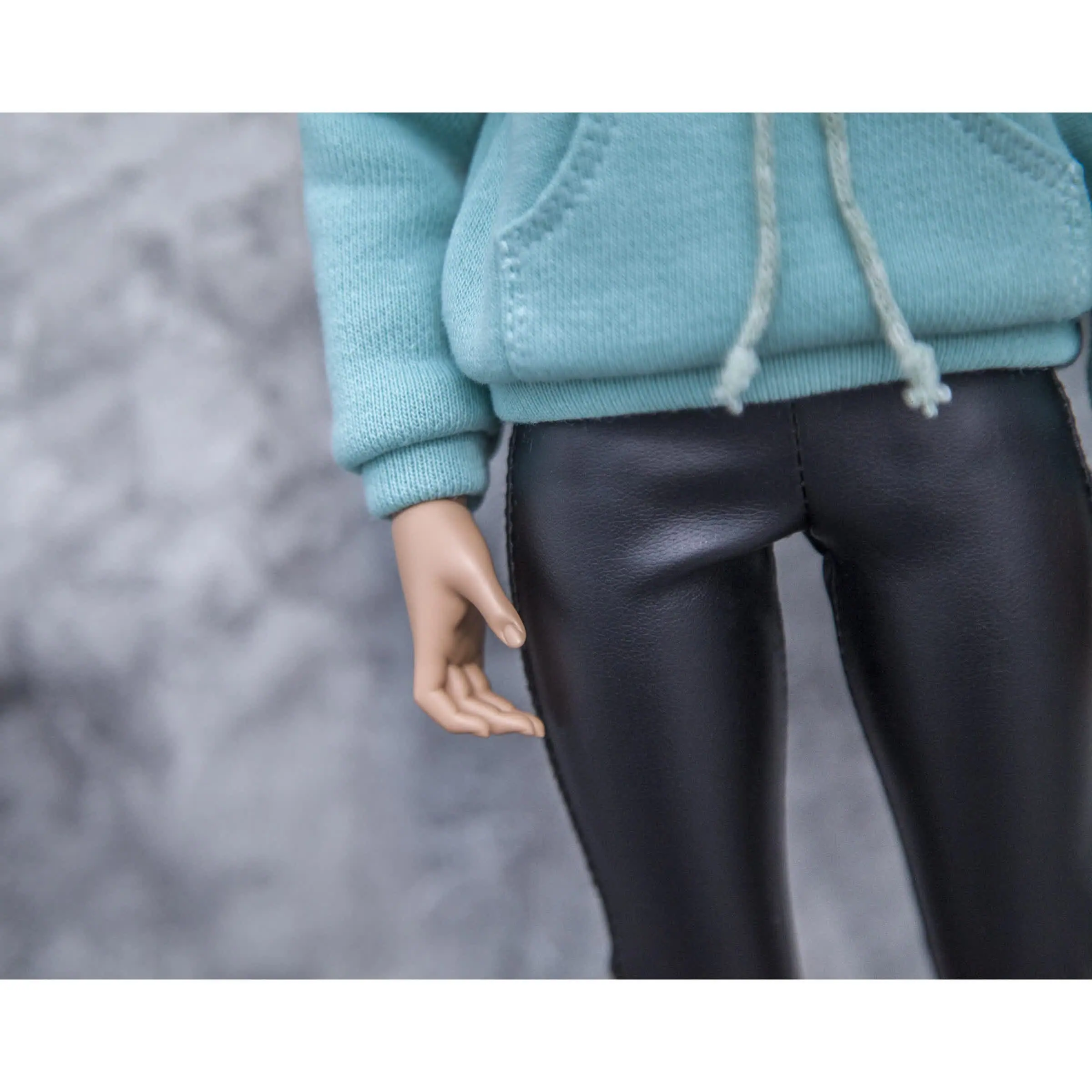 BJD Minifee hoodie dark mint with print , Clothes for doll 4 8.jpg