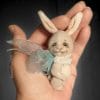 Adorable tiny plush rabbit made of velvet, handmade