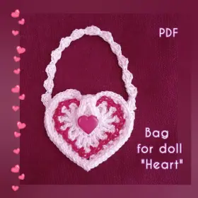 PDF Pattern Crochet Handbag “Heart” for the doll.