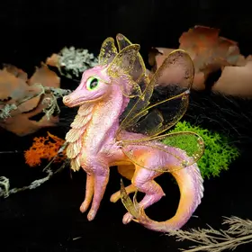 Pink dragon with transparent wings