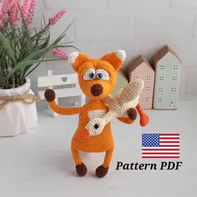 English crochet pattern The Sly Fox & his buddy Goose