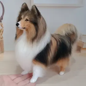 Realistic Crochet Sheltie Sable Miniature — Handmade Pet Replica