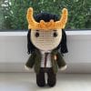 Plush crochet Loki TVA amigurumi toy, inspired by Marvel’s Loki series, handmade pattern