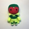 Plush crochet Vision Halloween costume amigurumi toy, inspired by Marvel’s WandaVision, handmade pattern